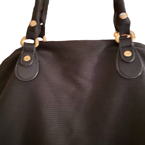 Anthropologie DL + ACTIV Bag Black Gold Zippers Shoulder Crossbody Gym Workout - Picture 7 of 15